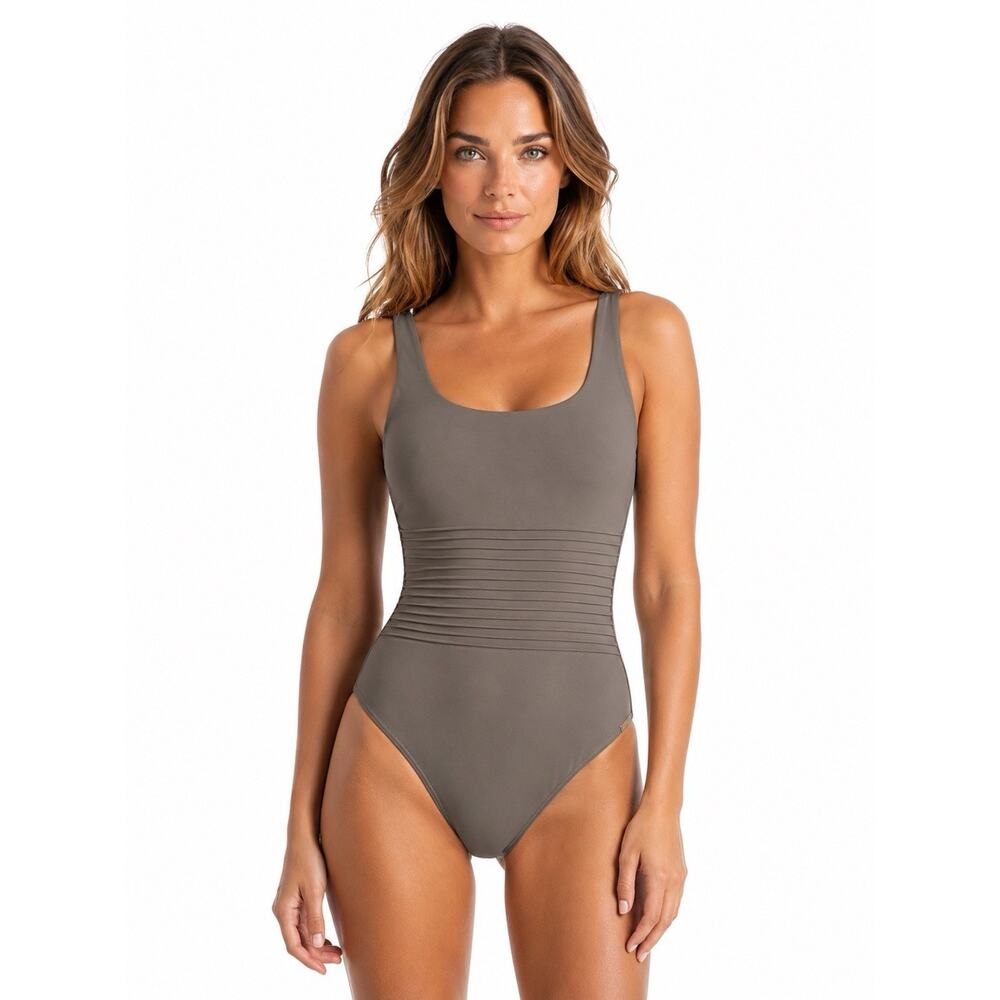 maryan mehlhorn softline tank one piece swimsuit brown taupe US size 10 wireless